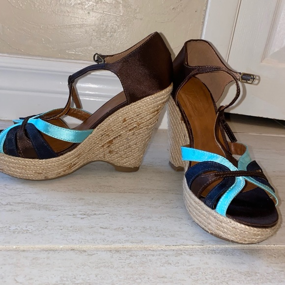 Summer platforms brown and blue (espadrilles) - Picture 2 of 6